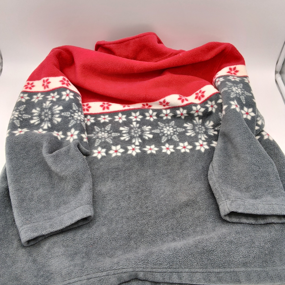 Vintage Algonquin Quarter Zip Fleece Pullover Sweater Nordic Snowflake Red - Picture 3 of 5